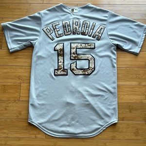 Stitched Boston Red Sox Dustin Pedroia Majestic Gray Camo Jersey Size Small #15